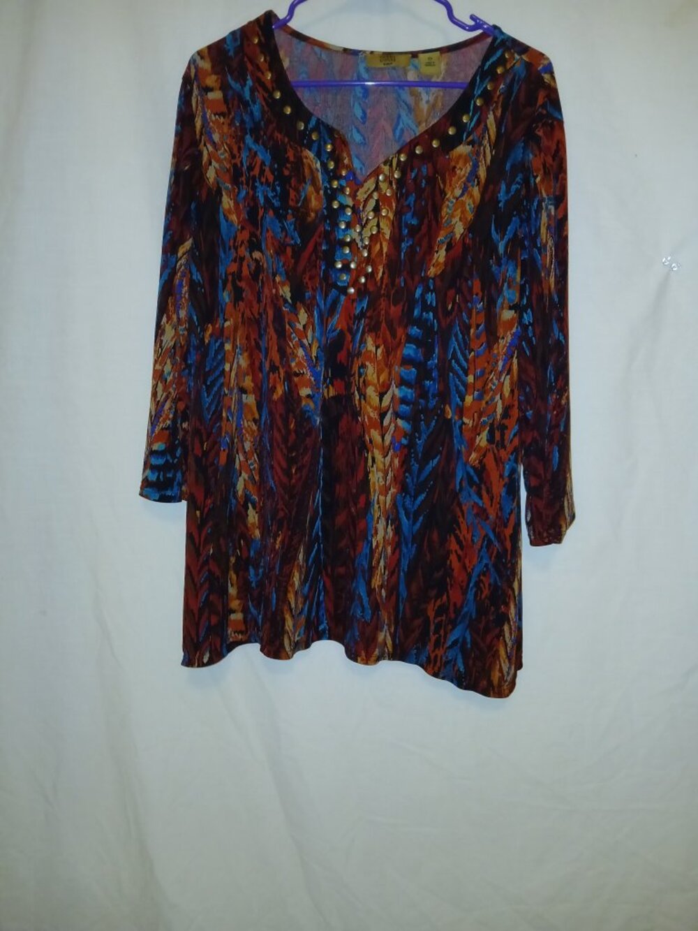 Valerie Stevens Multicolor Embellished Blouse boho style